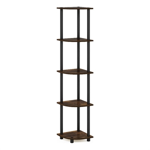 Pemberly Row 5-Tier Corner Display Rack Multipurpose in Amber Pine/Black