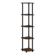Pemberly Row 5-Tier Corner Display Rack Multipurpose in Amber Pine/Black