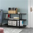 Pemberly Row Turn-N-Tube Wood 3-Tier Wide Display Shelf in Espresso/Black