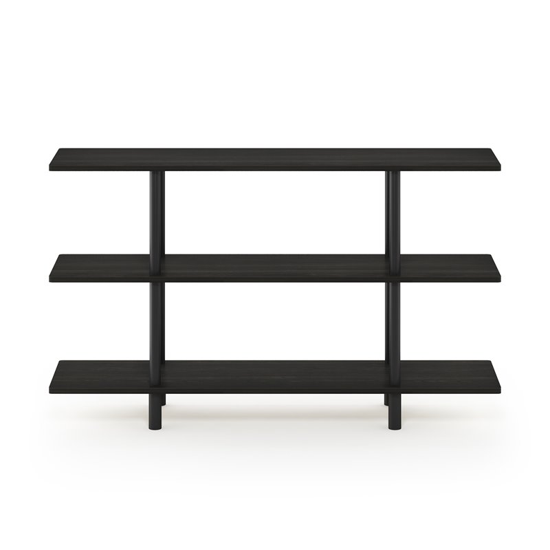 Pemberly Row Turn-N-Tube Wood 3-Tier Wide Display Shelf in Espresso/Black