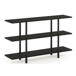 Pemberly Row Turn-N-Tube Wood 3-Tier Wide Display Shelf in Espresso/Black