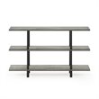 Pemberly Row Turn-N-Tube Wood 3-Tier Wide Display Shelf in French Oak Gray