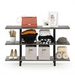Pemberly Row Turn-N-Tube Wood 3-Tier Wide Display Shelf in French Oak Gray
