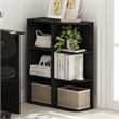 Pemberly Row Contemporary 3-Tier Corner Open Shelf Bookcase in Blackwood