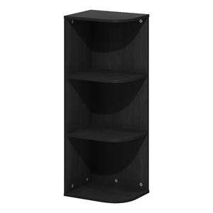 Pemberly Row Contemporary 3-Tier Corner Open Shelf Bookcase in Blackwood