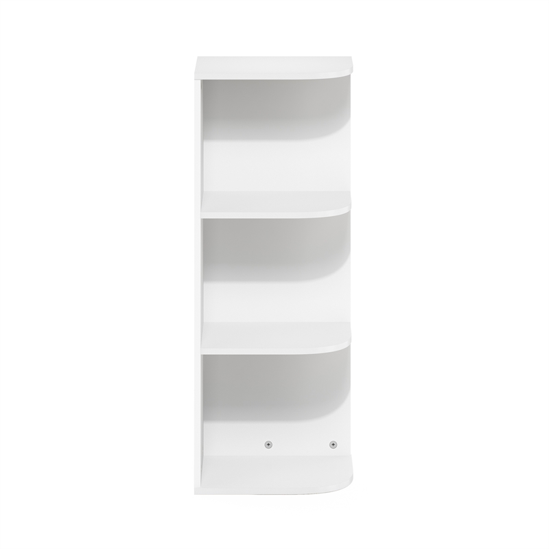 Pemberly Row Contemporary 3-Tier Corner Open Shelf Bookcase in White