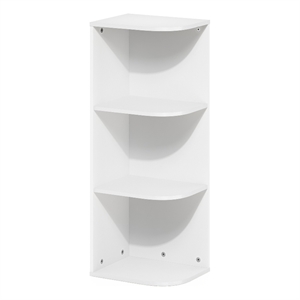Pemberly Row Contemporary 3-Tier Corner Open Shelf Bookcase in White