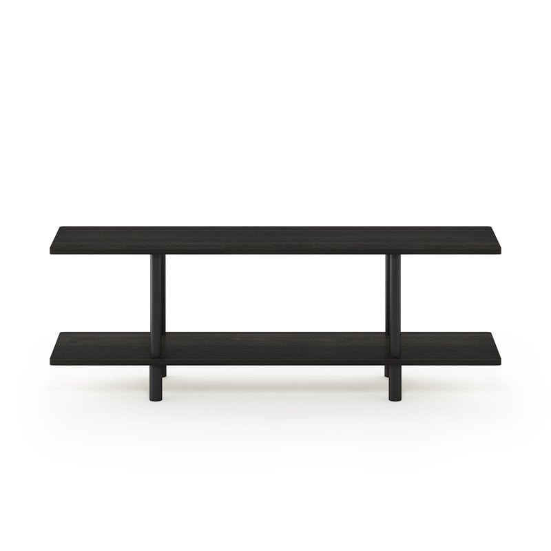 Pemberly Row Turn-N-Tube Engineered Wood 2-Tier Wide Shelf in Espresso/Black