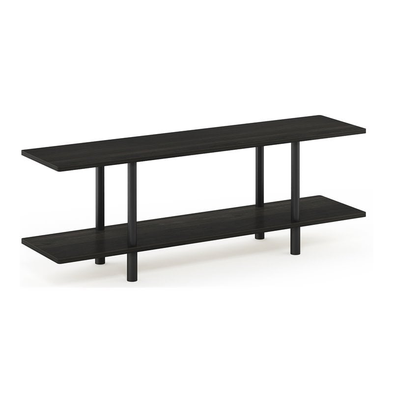 Pemberly Row Turn-N-Tube Engineered Wood 2-Tier Wide Shelf in Espresso/Black