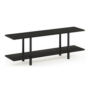 Pemberly Row Turn-N-Tube Engineered Wood 2-Tier Wide Shelf in Espresso/Black