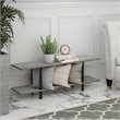 Pemberly Row Turn-N-Tube Wood 2-Tier Wide Shelf in French Oak Gray/Black