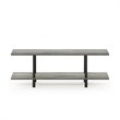 Pemberly Row Turn-N-Tube Wood 2-Tier Wide Shelf in French Oak Gray/Black