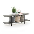 Pemberly Row Turn-N-Tube Wood 2-Tier Wide Shelf in French Oak Gray/Black