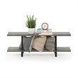 Pemberly Row Turn-N-Tube Wood 2-Tier Wide Shelf in French Oak Gray/Black