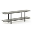 Pemberly Row Turn-N-Tube Wood 2-Tier Wide Shelf in French Oak Gray/Black