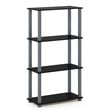 Pemberly Row Turn-S-Tube Engineered Wood 4-Tier Shelf Display Rack in Black/Gray