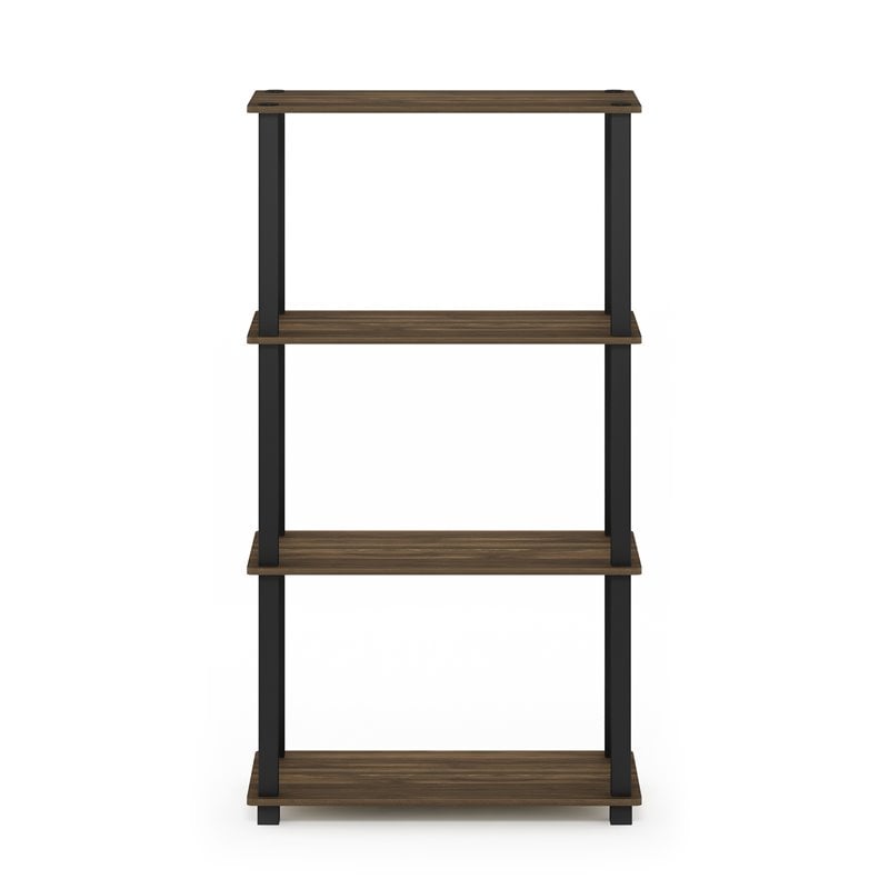 Pemberly Row Turn-S-Tube Wood 4-Tier Shelf Display Rack in Columbia Walnut
