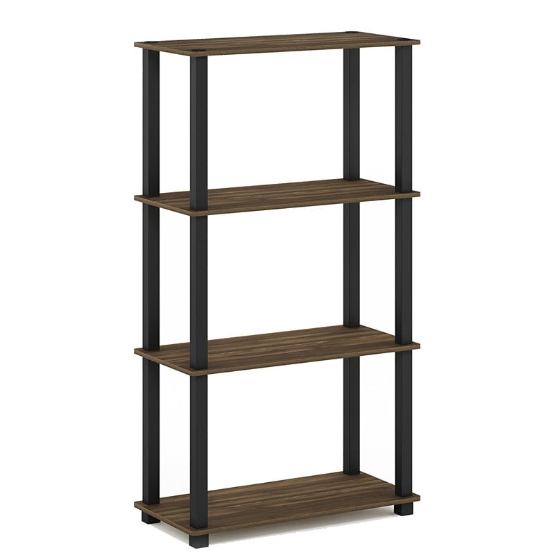 Pemberly Row Turn-S-Tube Wood 4-Tier Shelf Display Rack in Columbia Walnut