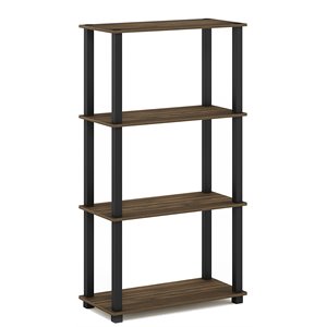 Pemberly Row Turn-S-Tube Wood 4-Tier Shelf Display Rack in Columbia Walnut