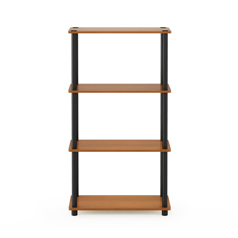 Pemberly Row Turn-N-Tube Wood 4-Tier Shelf Display Rack in Light Cherry/Black