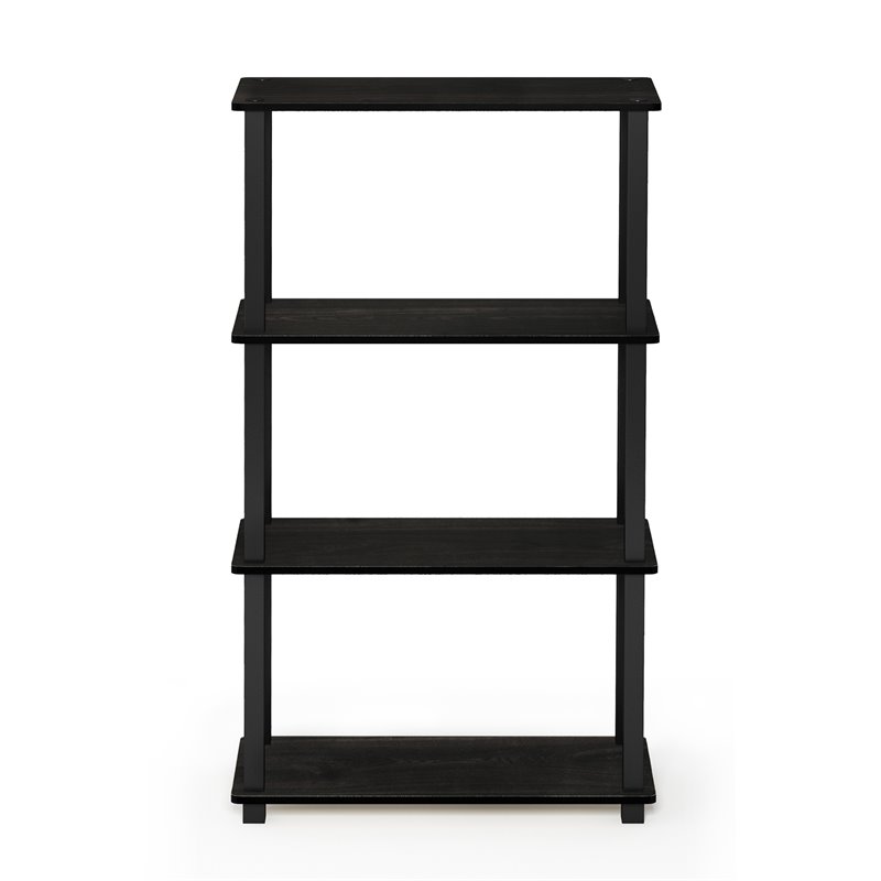 Pemberly Row Turn-S-Tube Wood 4-Tier Shelf Display Rack in Espresso/Black