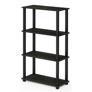 Pemberly Row Turn-S-Tube Wood 4-Tier Shelf Display Rack in Espresso/Black