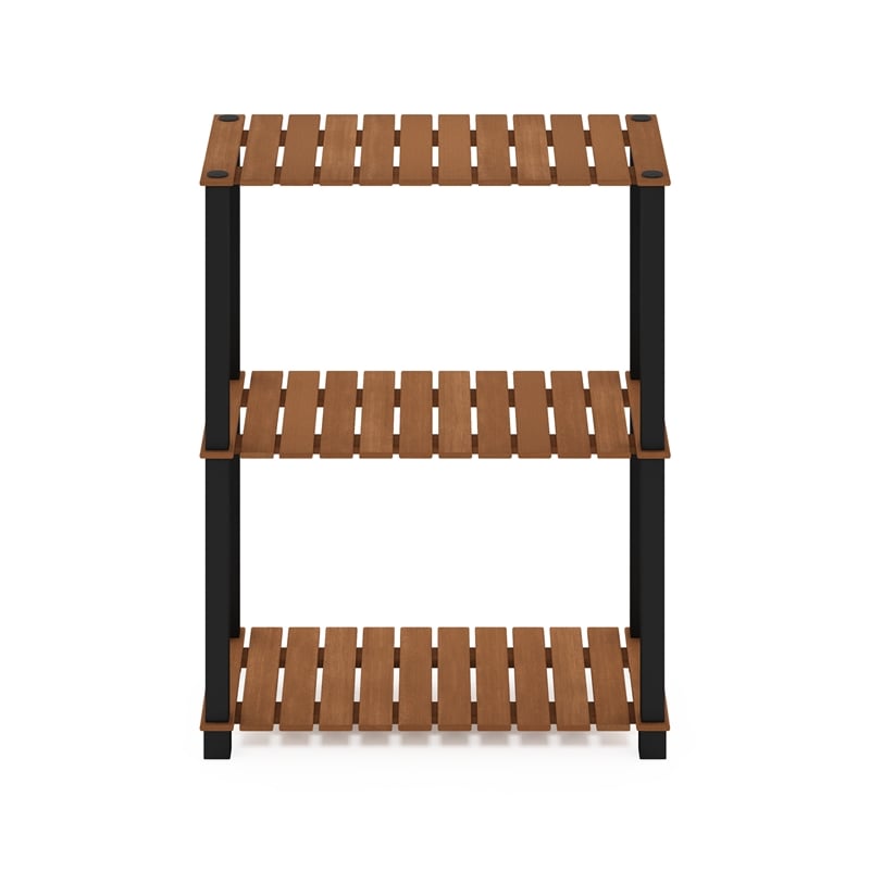 Pemberly Row 3-Tier Turn-N-Tube Indoor Outdoor Plant Shelf Wood Natural/Black