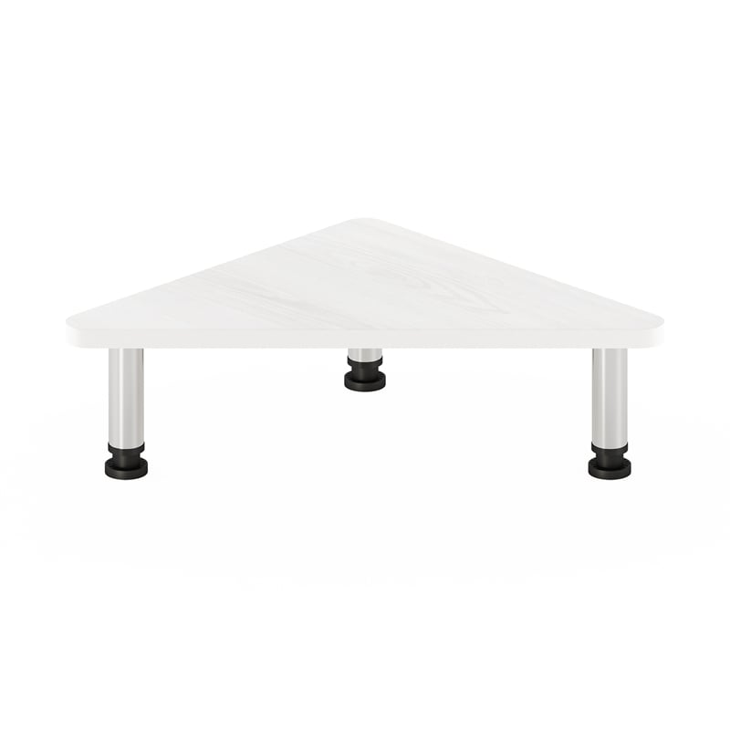 Pemberly Row Corner Monitor Riser Stand with Stainless Steel Tubes in White