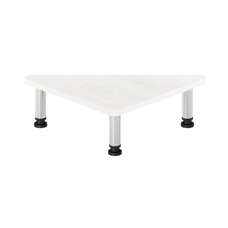Pemberly Row Corner Monitor Riser Stand with Stainless Steel Tubes in White