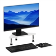 Pemberly Row Corner Monitor Riser Stand with Stainless Steel Tubes in White