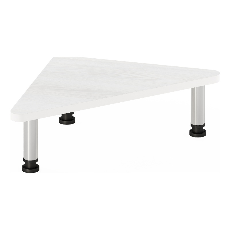 Pemberly Row Corner Monitor Riser Stand with Stainless Steel Tubes in White