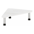 Pemberly Row Corner Monitor Riser Stand with Stainless Steel Tubes in White