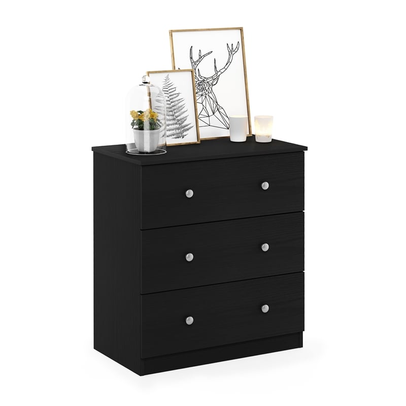 Pemberly Row Contemporary 3-Drawer Dresser in Americano Finish