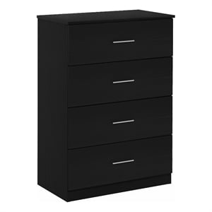Pemberly Row Contemporary 4-Drawer Dresser with Handle in Americano