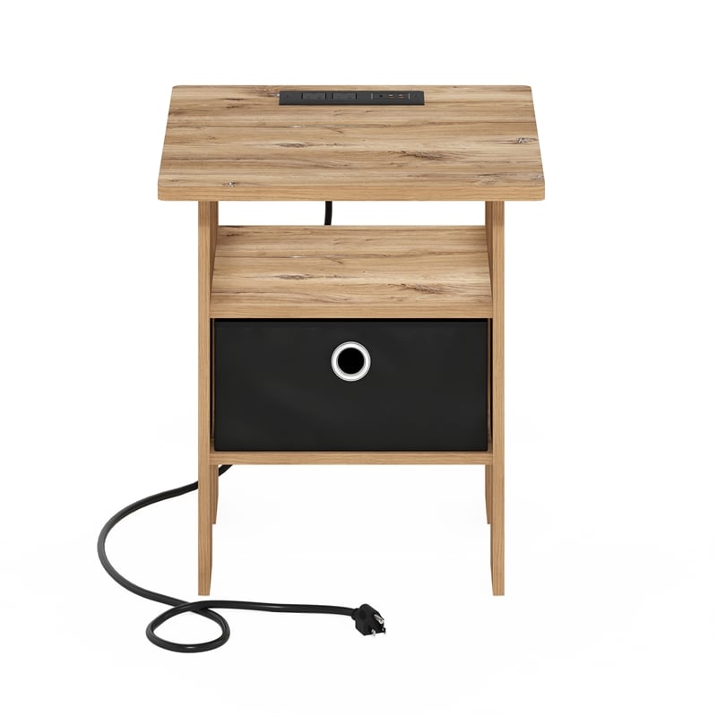 Pemberly Row USB and Type-C Port Charging Station End Flagstaff Oak/Black