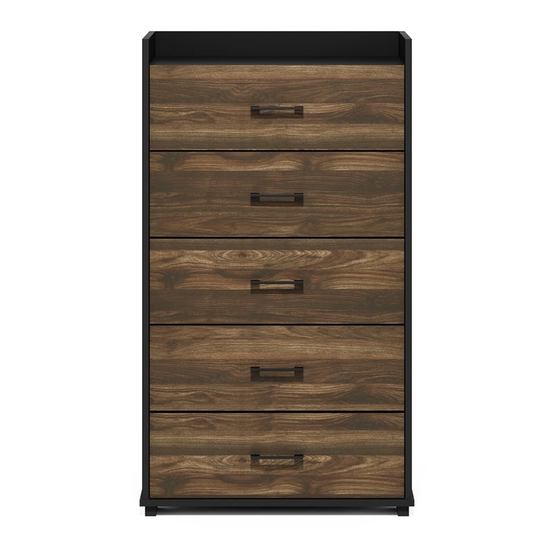 Pemberly Row Modern Organization and Storage Handle Columbia Walnut/Black