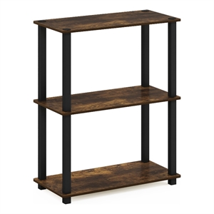 Pemberly Row 3-Tier Compact Multipurpose Shelf Display in Amber Pine/Black
