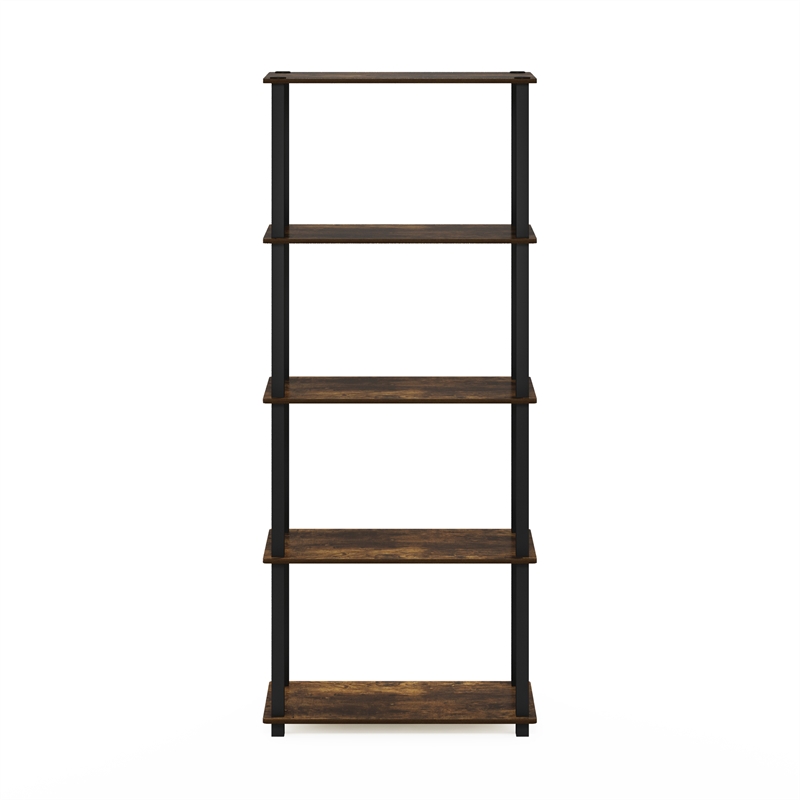 Pemberly Row 5-Tier Multipurpose Shelf Display Rack in Amber Pine/Black