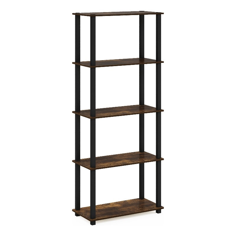 Pemberly Row 5-Tier Multipurpose Shelf Display Rack in Amber Pine/Black