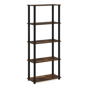 Pemberly Row 5-Tier Multipurpose Shelf Display Rack in Amber Pine/Black