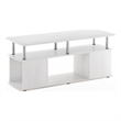 Pemberly Row TV Stand Entertainment Center with Open Stainless Steel Tubes