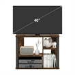 Pemberly Row TV Stand with Plastic Poles for TV up to Amber Pine/Black