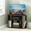 Pemberly Row TV Stand with Plastic Poles for TV up to Amber Pine/Black