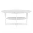 Pemberly Row Contemporary Wood Oval Coffee Table in White Finish