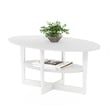 Pemberly Row Contemporary Wood Oval Coffee Table in White Finish