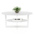 Pemberly Row Contemporary Wood Oval Coffee Table in White Finish
