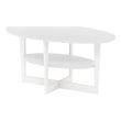 Pemberly Row Contemporary Wood Oval Coffee Table in White Finish