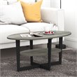 Pemberly Row Engineered Wood Oval Coffee Table in French Oak Gray/Black