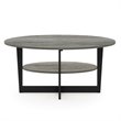 Pemberly Row Engineered Wood Oval Coffee Table in French Oak Gray/Black