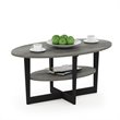 Pemberly Row Engineered Wood Oval Coffee Table in French Oak Gray/Black